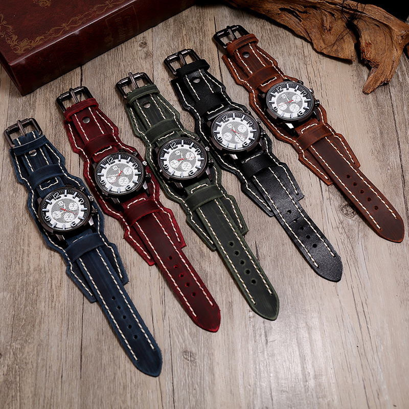 New Retro Mens Watches Genuine - Leather Watch Band Men review and price