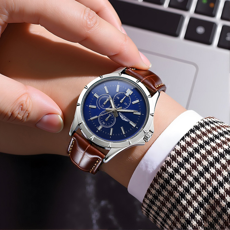 Men Chronograph Quartz Watch,  - Leather Watch Band Men review and price
