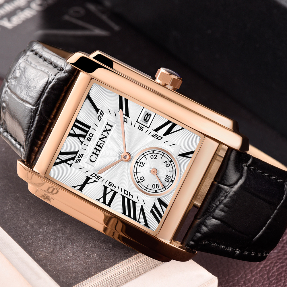 CHENXI 8216 Fashion Classic Sq - Leather Watch Band Men review and price