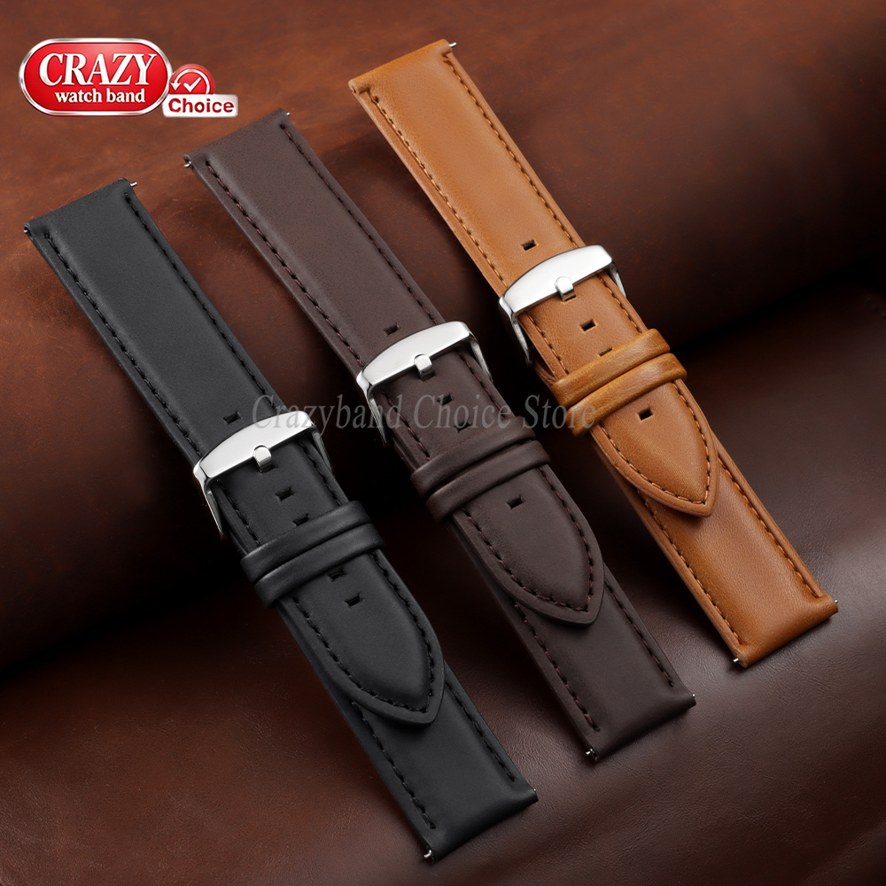 Oil Wax Cowhide Watch Band 18m - Leather Strap Quick Release review and price