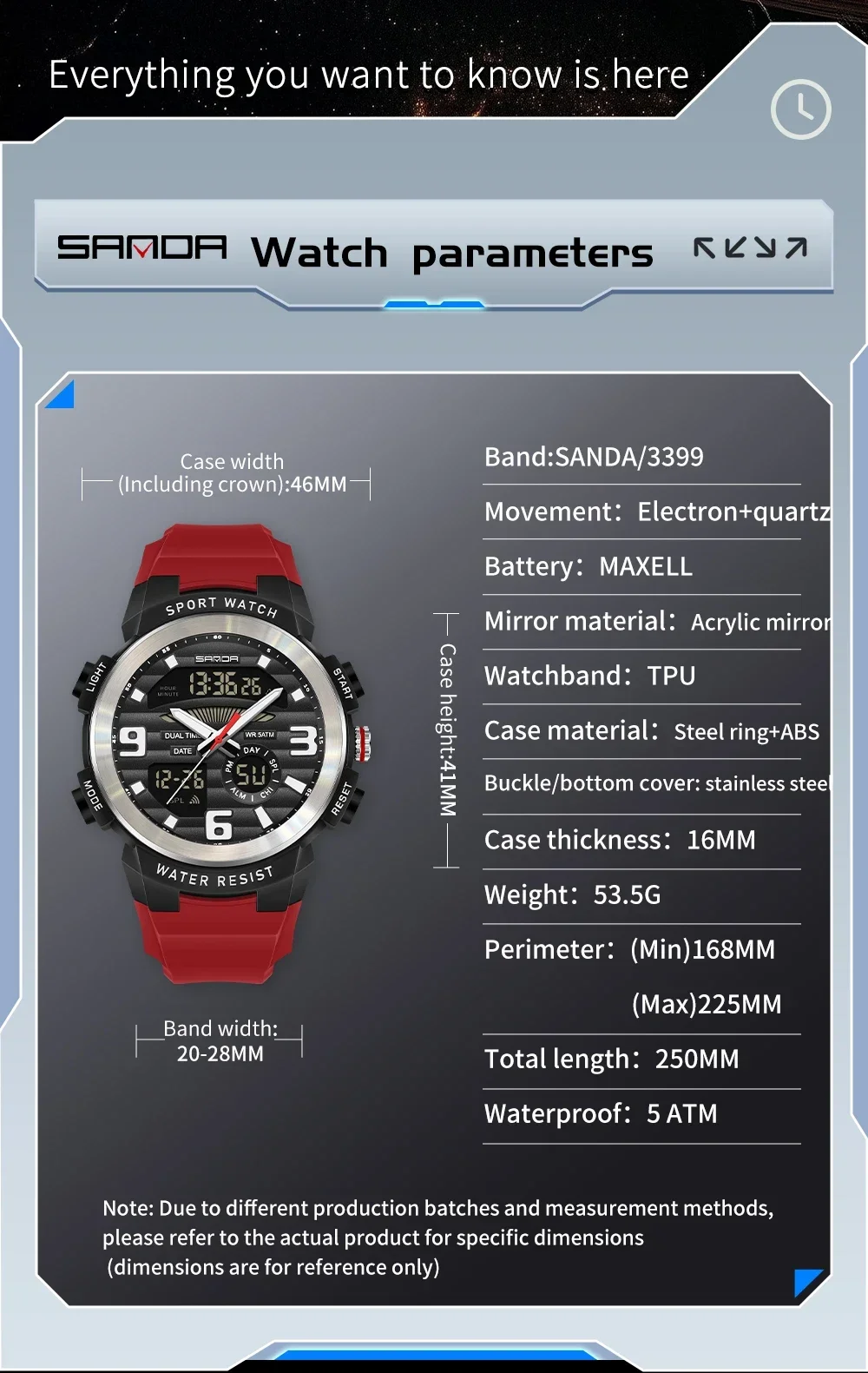 SANDA Multifunction Men Watch  - Rubber Strap Diver review and price
